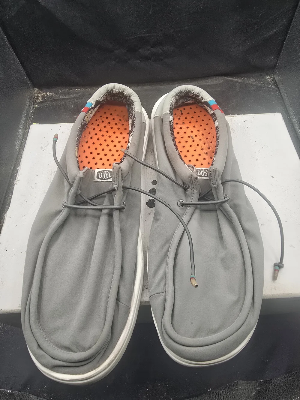 Hey Dude Men’s Gray Slip-On Loafers‎ with Orange Insole Accents